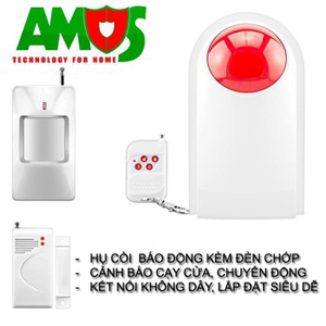Bộ kit báo động không dây kết hợp giữa cảm biến và còi đèn chớp